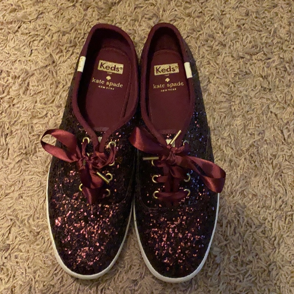 EUC Kate Spade maroon glitter flats. Worn once.